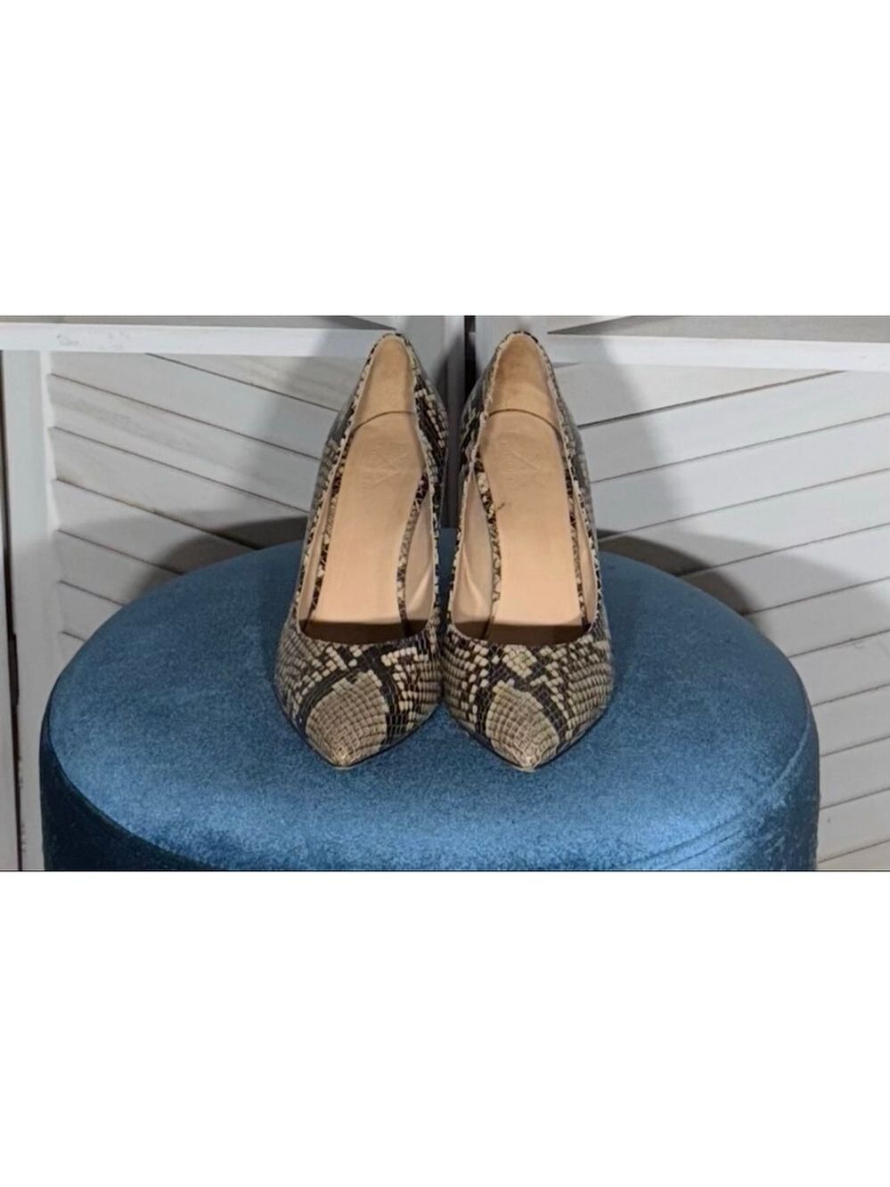 Anthony Veer Edith pump shoes Italian leather pointy toe snake design sz 8.5 - Picture 3 of 9